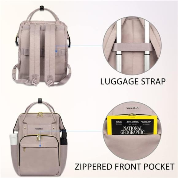 15.6-16.2Inch Laptop Backpack CarryOn for Women Computer WorkBackpack,WaterProof - Picture 6 of 7